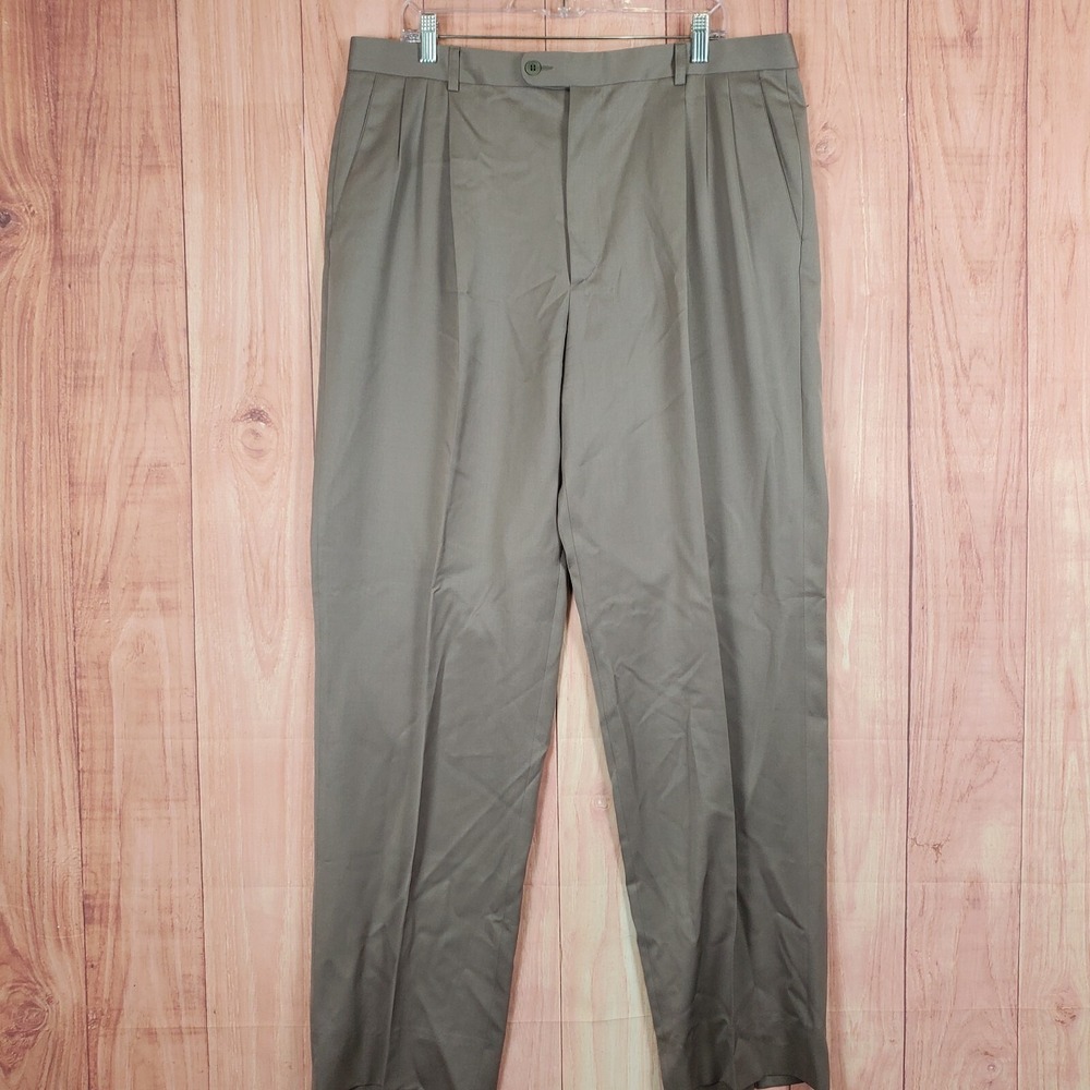 St Croix Mens Dress Pants Sz 36 36x31 Made in Italy Pleated Front